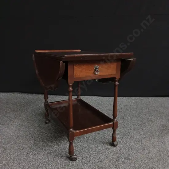 VINTAGE WOODEN TEA TROLLEY H 66CM X 80CM