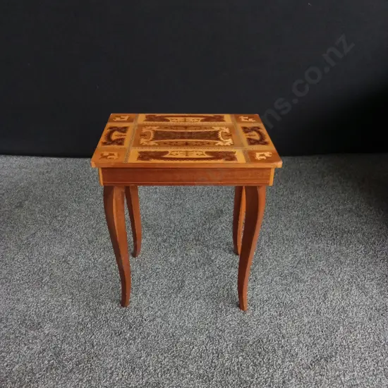 VINTAGE MUSICAL SIDE TABLE WITH STORAGE H 42CM