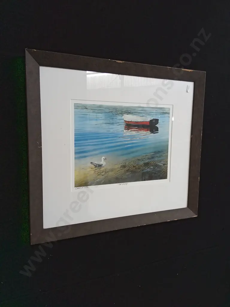 FRAMED LAWRENCE LEITCH RED DINGHY PRINT Image 1++