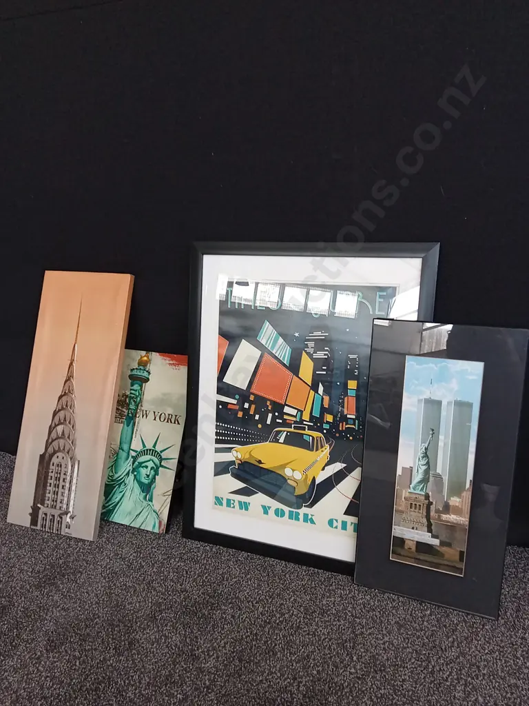 4 PIECES NYC MEMORABILIA ART PRINTS Image 1++