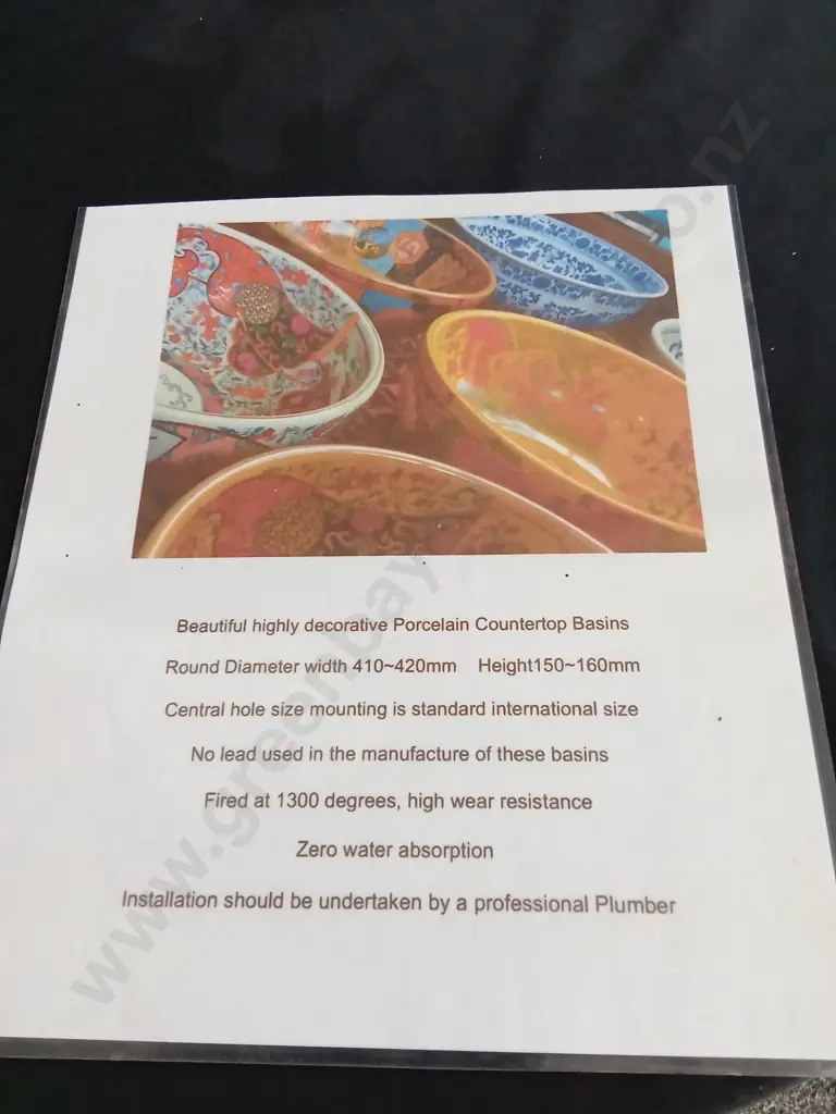 DECORATIVE PORCELAIN COUNTERTOP BASIN ROUND DIAMETER WIDTH 410-420MM HEIGHT 150~160MM Image 1++