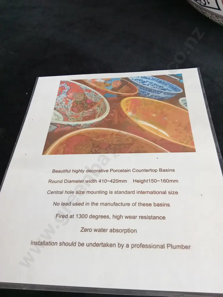 DECORATIVE PORCELAIN COUNTERTOP BASIN ROUND DIAMETER WIDTH 410-420MM HEIGHT 150~160MM Image 1++