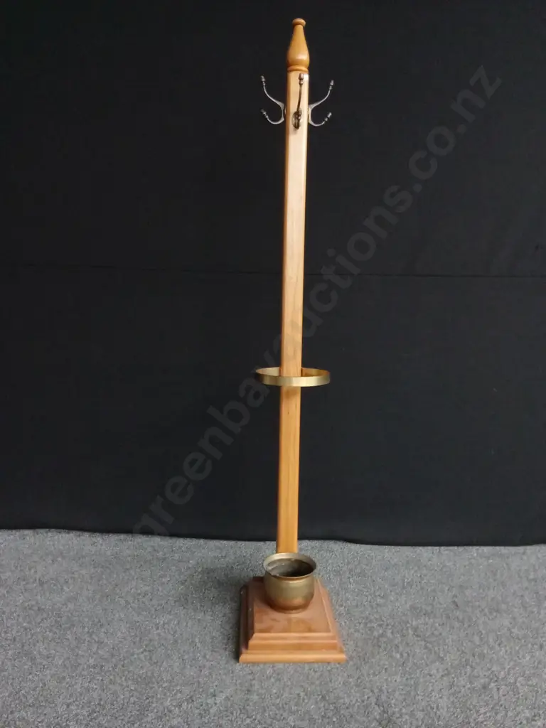 VINTAGE WOODEN COAT RACK AND UMBRELLA STAND H 1.73M Image 1++