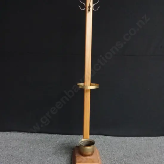 VINTAGE WOODEN COAT RACK AND UMBRELLA STAND H 1.73M