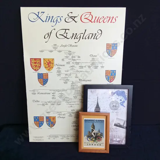 3 PIECES ENGLISH MEMORABILIA AND PRINTS