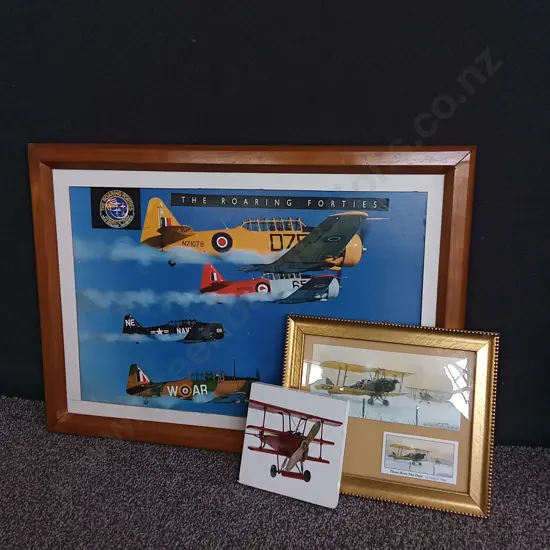 3 PIECES BIPLANE PRINTS