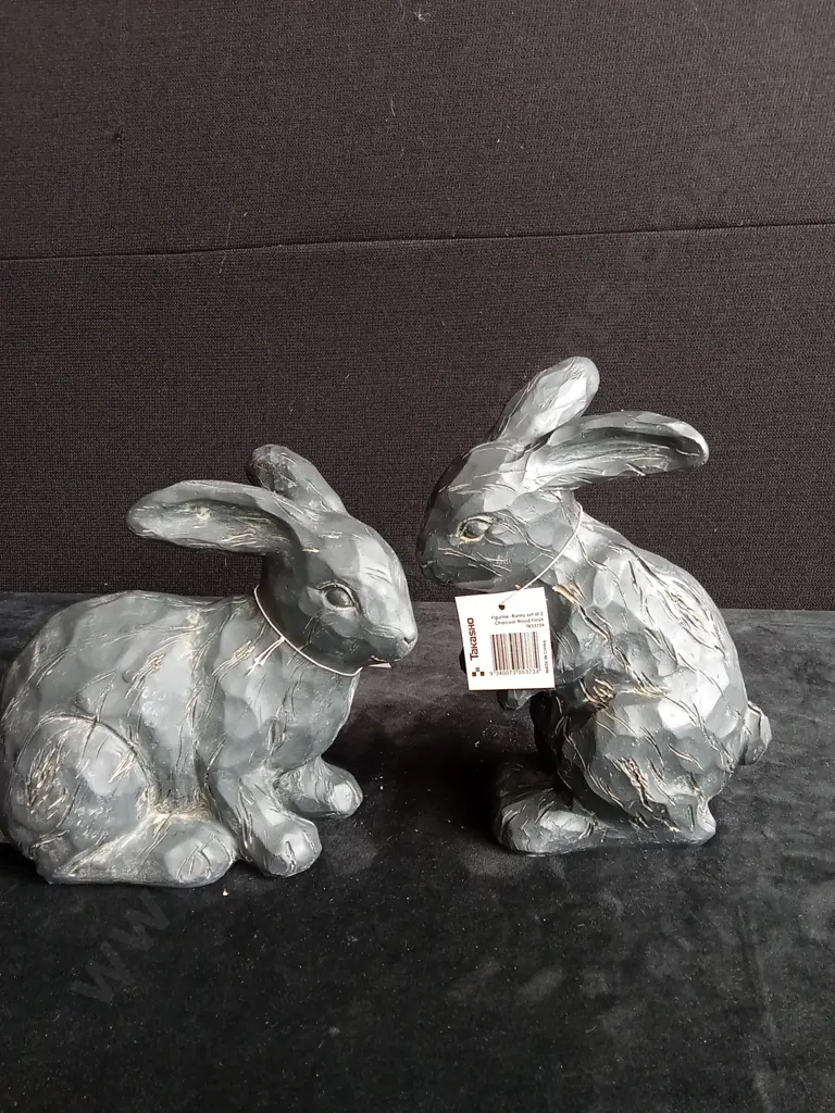 TAKASHO FIGURINE BUNNIES SET OF TWO TALLEST H 23CM BRAND NEW Image 1++