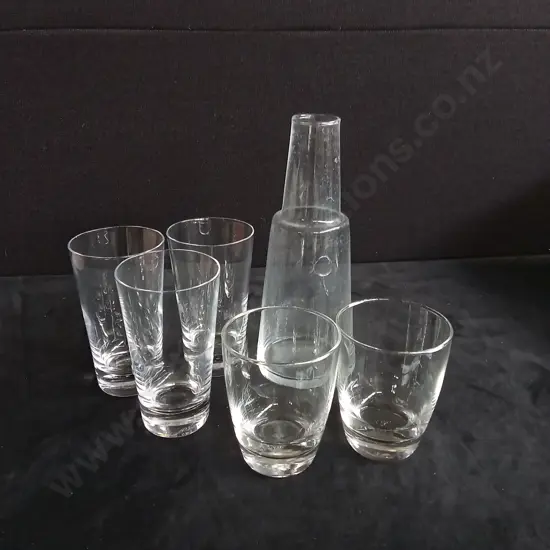 6 PIECES, GLASSES AND JUG/VASE