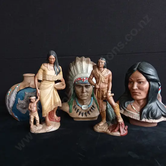 5 PIECES NATIVE INDIAN CERAMIC SCULPTURES