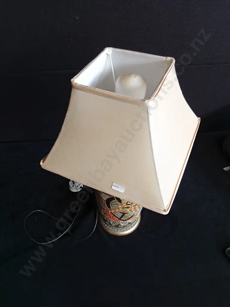 JAPANESE SATSUMA STYLE TABLE LAMP WORKING H 48CM Image 1++