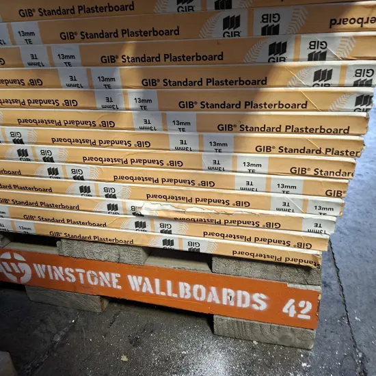 34 SHEETS OF GIB STANDARD PLASTERBOARD 4.2M X 1.2M X 13MM ON PALLET