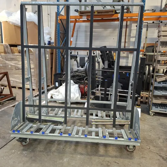 AGP BRANDED MOBILE GLAZING TROLLEY 2M X 1.08 . 2.25M HIGH WITH LOCK BARS INCLUDED