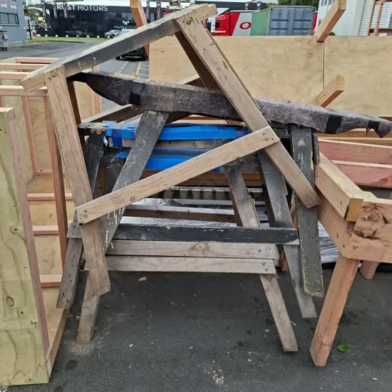 9 X WOODEN SAW HORSES VARIOUS SIZES