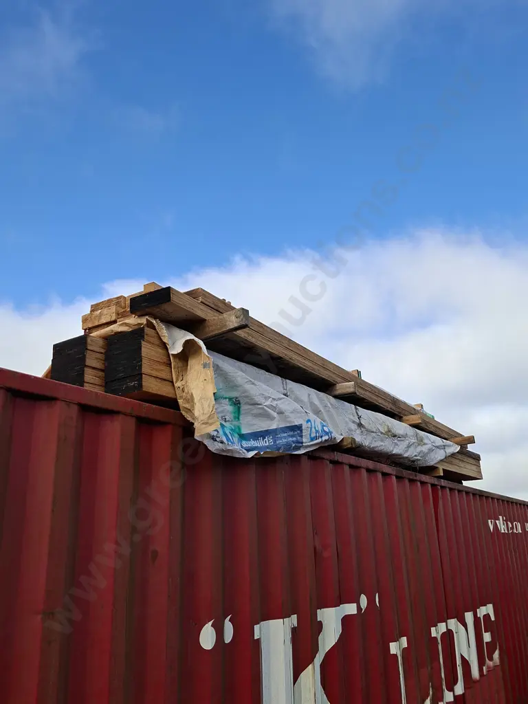LARGE PACKETS OF LAMINATED TIMBER ON TOP OF CONTAINER APPROX 240 X 70MM X 5M LONG Image 1++