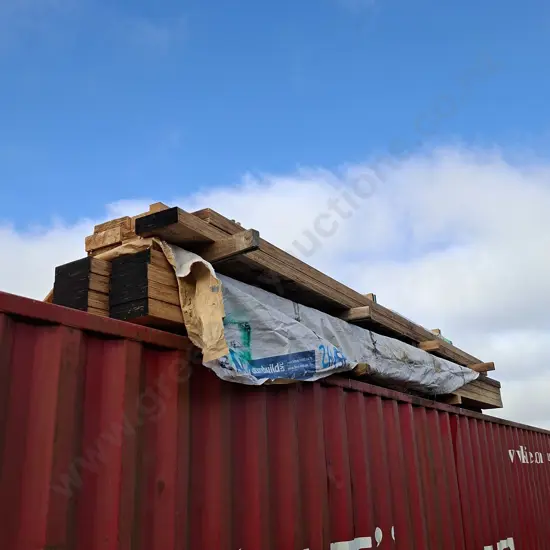 LARGE PACKETS OF LAMINATED TIMBER ON TOP OF CONTAINER APPROX 240 X 70MM X 5M LONG