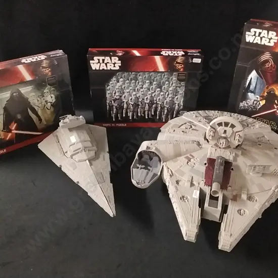 STAR WARS MODEL'S & 3 X PUZZLES (1 X UNOPENED 2 X OPENED)