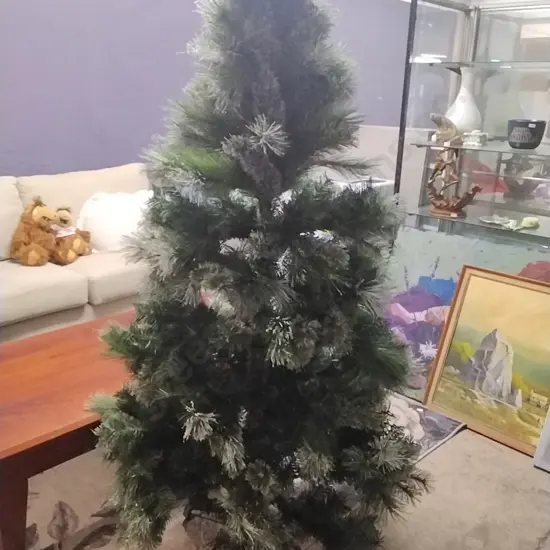 CHRISTMAS TREE PLUS BOX OF DECORATIONS