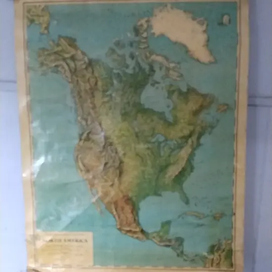 VINTAGE TOPOGRAPHICAL MAP OF NORTH AMERICA