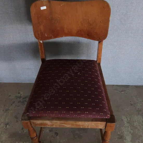 WOODEN CHAIR WITH PURPLE CUSHION