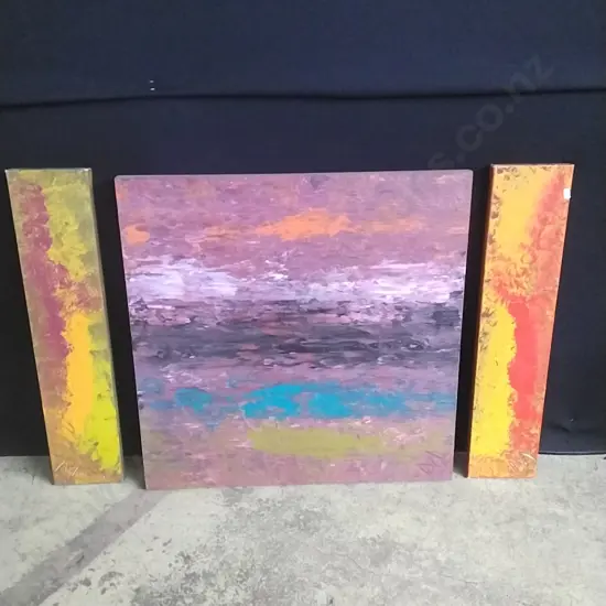 THREE PIECE OIL PAINTING - BY BEATE MINDERJAHN