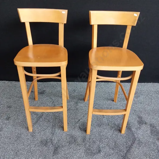 WOODEN BAR STOOLS X 2