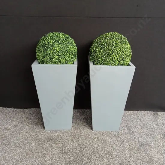 PLANTER BOXES WITH DECORATIVE ARTIFICIAL HEDGE BALL X 2