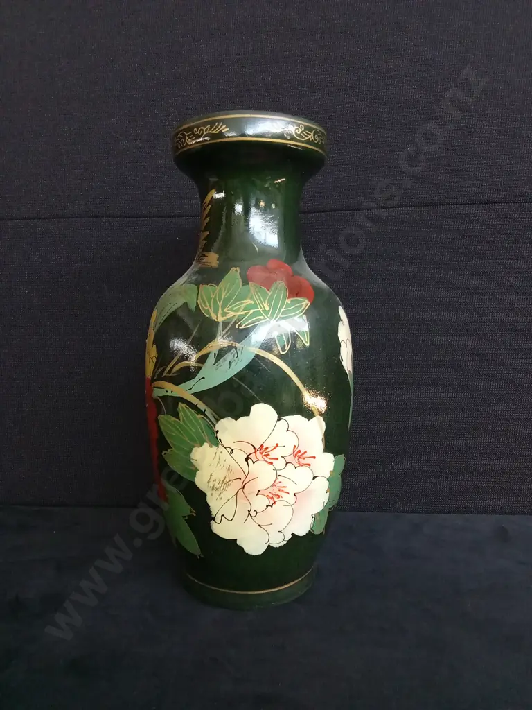 VINTAGE CLOISONNÉ STYLE FLORAL VASE - APPROX 36CM TALL MADE IN CHINA Image 1++