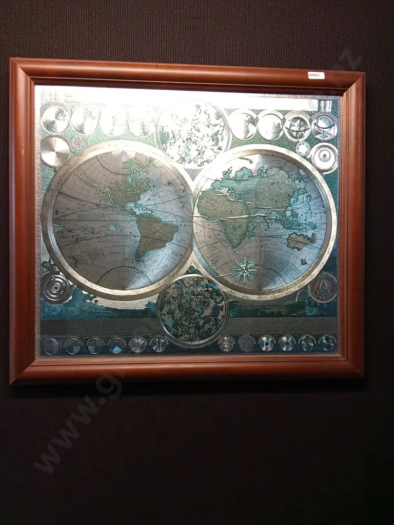 FRAMED MAP OF THE WORLD - PETER SCHENK STYLE Image 1++