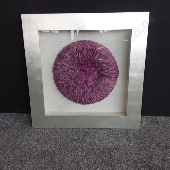 LARGE FRAMED BAMILEKE JUJU HAT FEATHER WALL DECOR