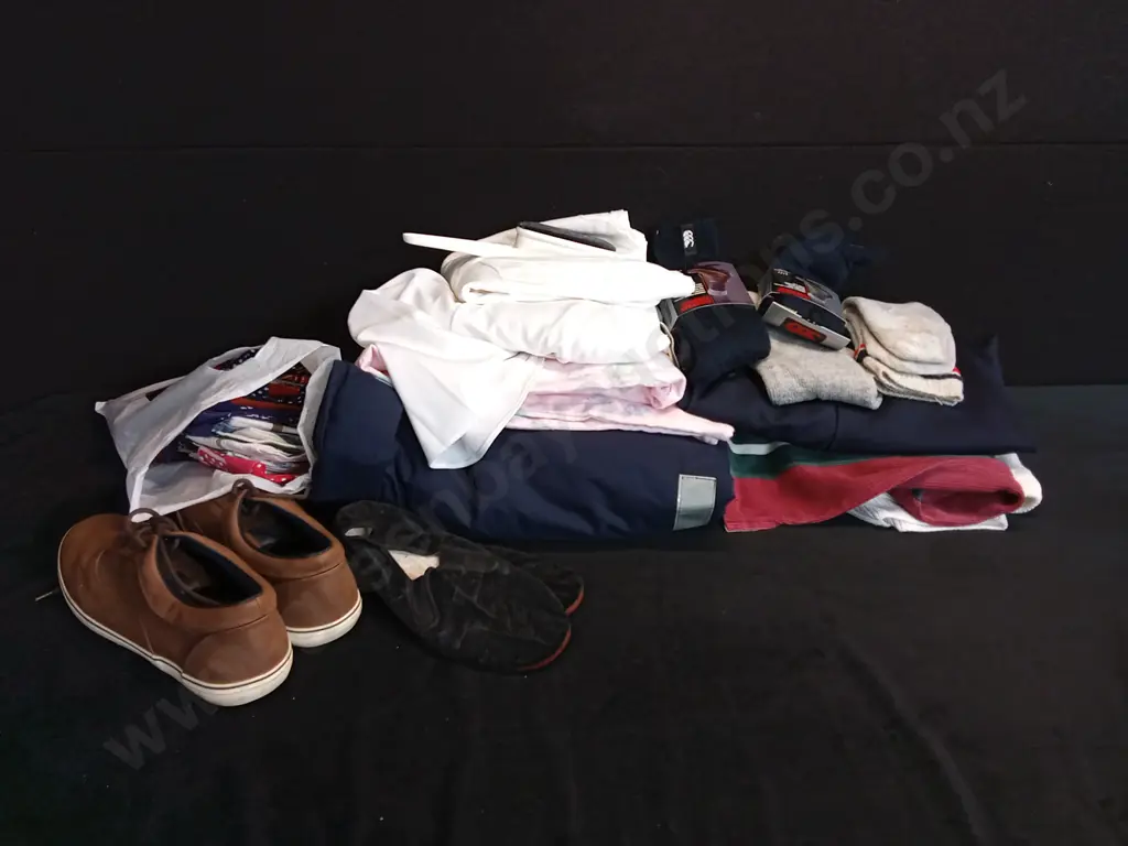 ASSORTED CLOTHING ITEMS  SHOES AND HANDKERCHIEFS Image 1++