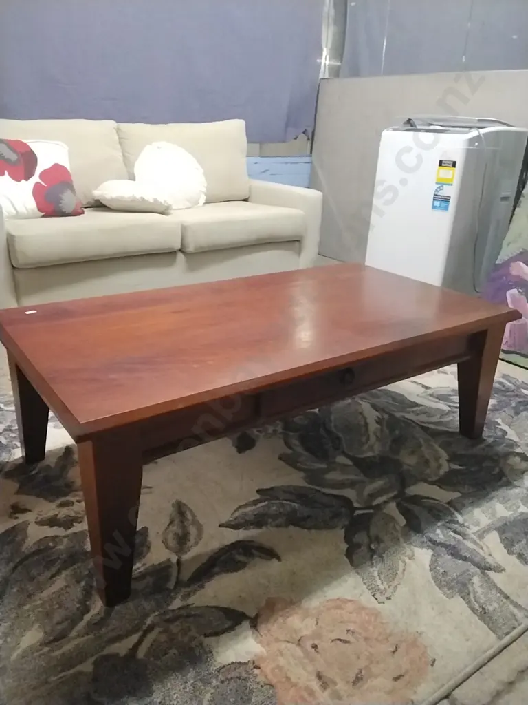 PINE TIMBER COFFEE TABLE WITH SINGLE DRAWER Image 1++