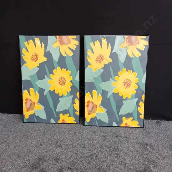 LARGE PAIR OF FLORAL CANVAS PAINTINGS