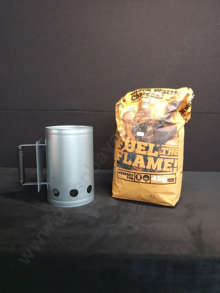 GRILLMAN BBQ CHARCOAL STARTER AND FUEL THE FLAME CHARCOAL Image 1++