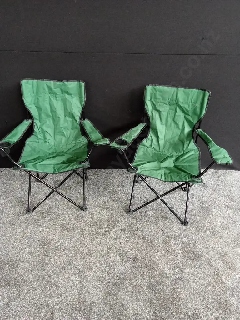 CAMPING CHAIRS With CUP HOLDERS  AND BAGS X 2 Image 1++