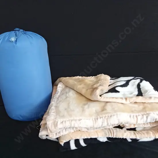 LARGE DOUBLE SIDED BLANKET AND A SLEEPING BAG