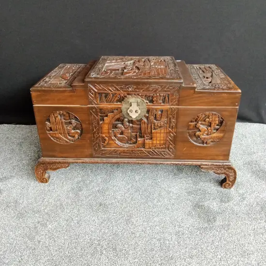 CARVED CAMPHOR WOOD CHEST