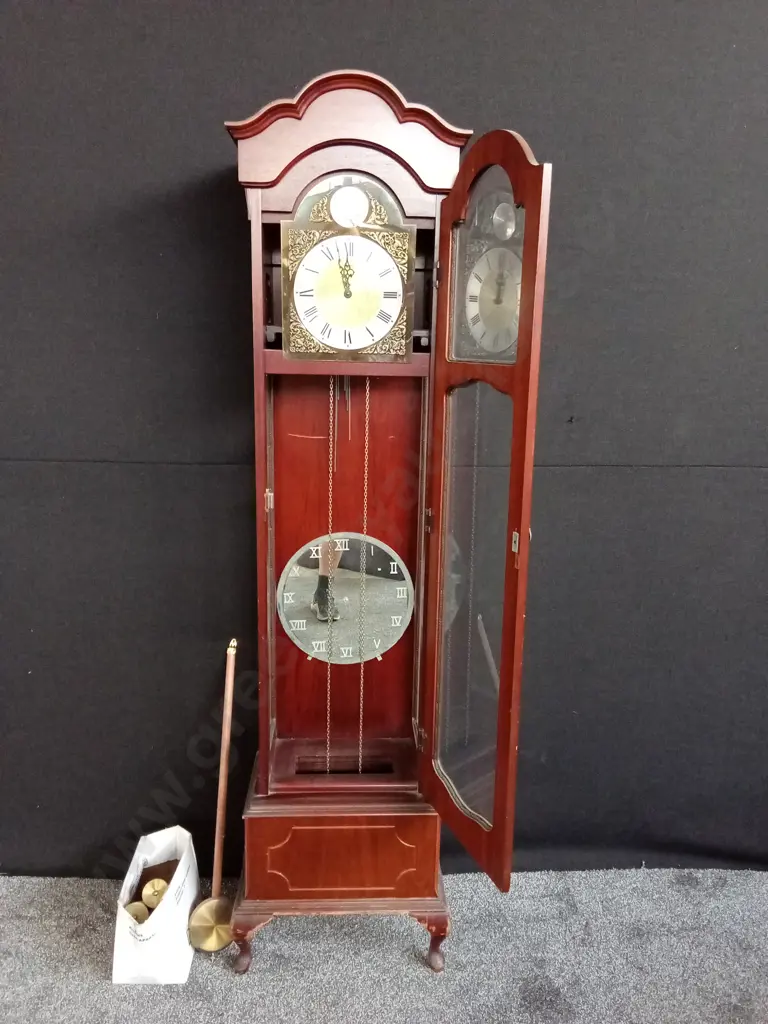 GRANDFATHER CLOCK - TEMPEST FUGIT BRANDED WITH PENDULUM AND WEIGHTS Image 1++