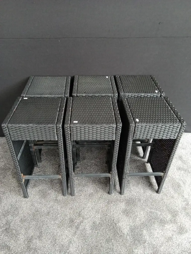 RATTAN OUTDOOR BAR STOOLS X 6 76x36x36 cm Image 1++