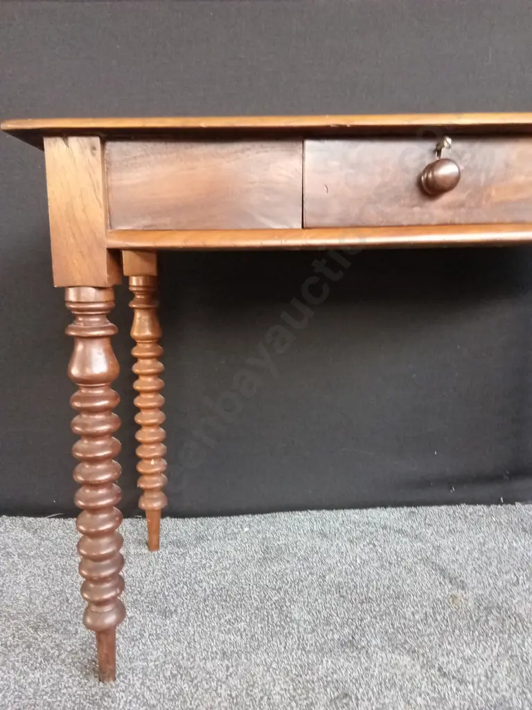 ANTIQUE SIDE TABLE - BARLEY TWIST TURNED LEGS, SINGLE DRAWER TRADITIONAL VICTORIAN / EDWARDIAN STYLE SOLID TIMBER Image 1++