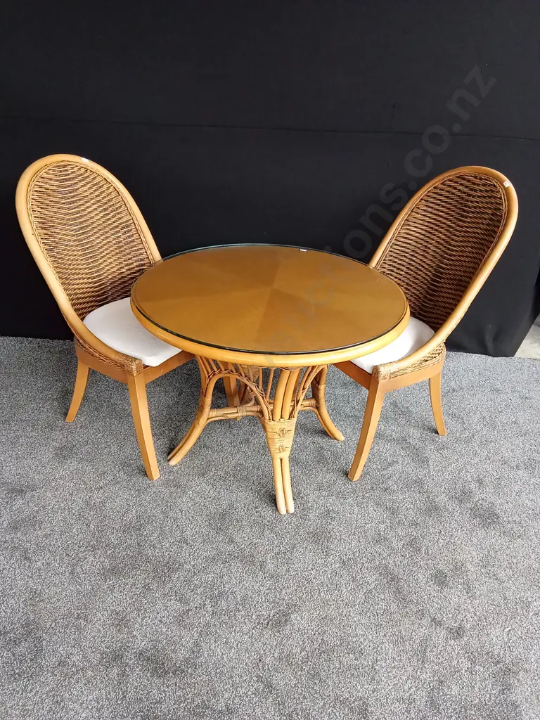 BAMBOO AND CANE TABLE AND CHAIRS SET Image 1++
