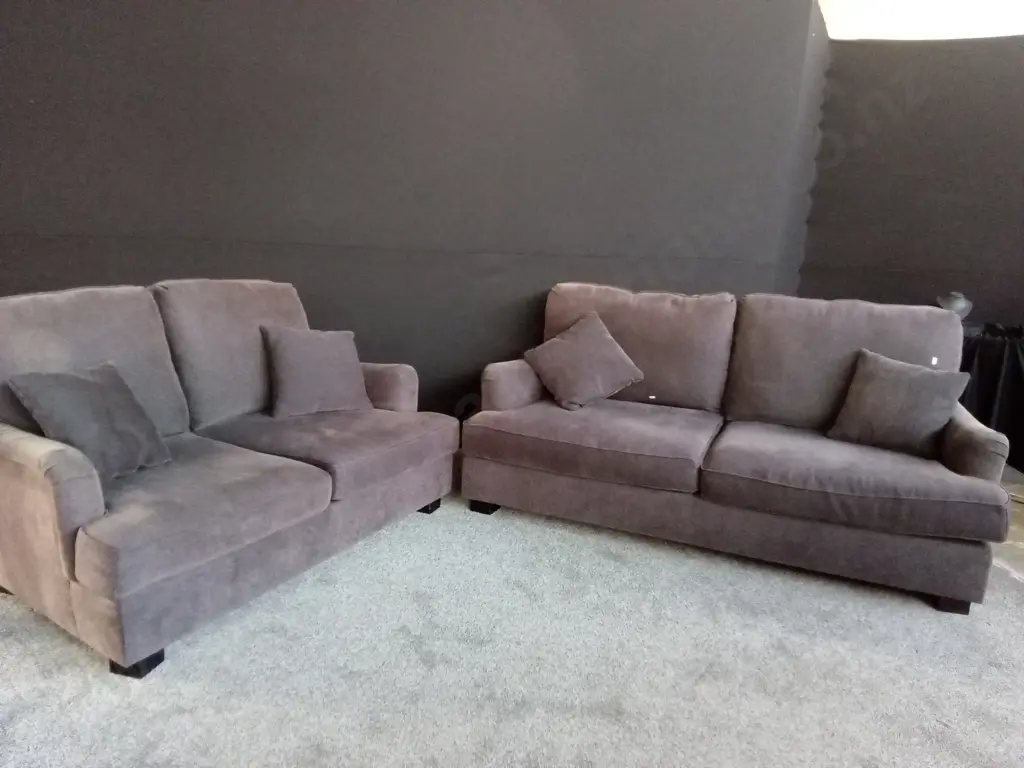 COUCH - 2 SEATER + 3 SEATER DARK GREY GOOD CONDITION Image 1++