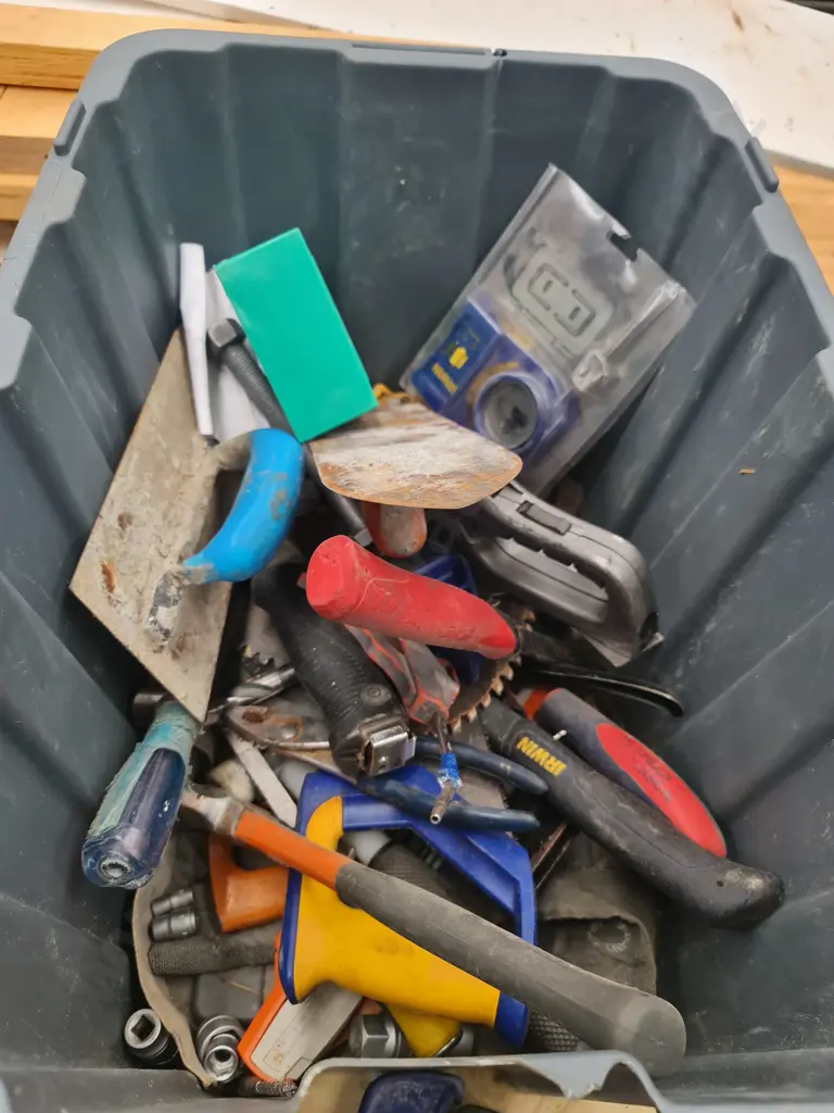 Plastic Bin of Tools Image 1++