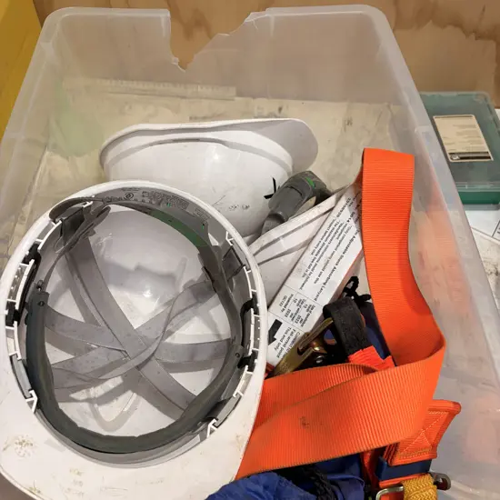 Plastic Bin of Health and Safety Equipment