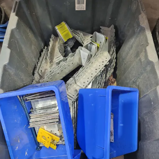 Plastic Bin with Building Items