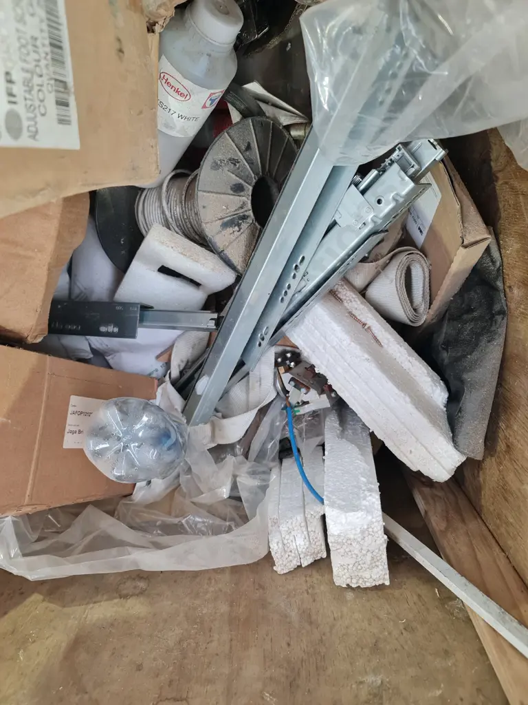 Wooden Bin of Assorted House Finishing Gear Image 1++