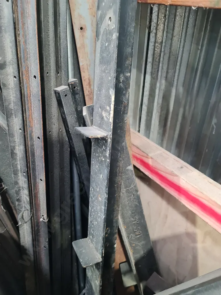 Wooden Bin with Assorted Metal Pieces Image 1++