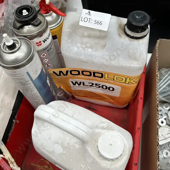 Bin of assorted Sprays and Lubricants