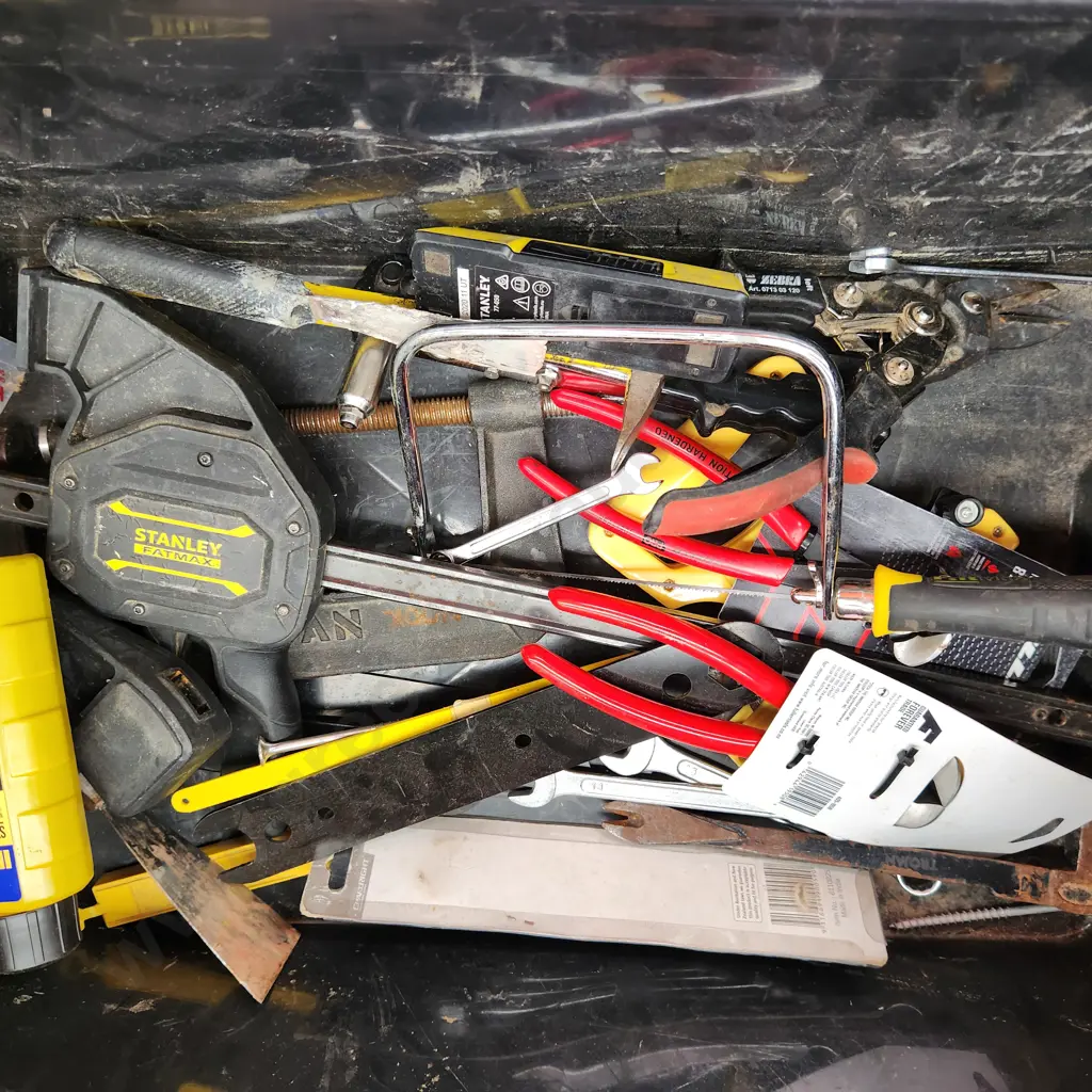 Black Bin of Assorted Tools Image 1++