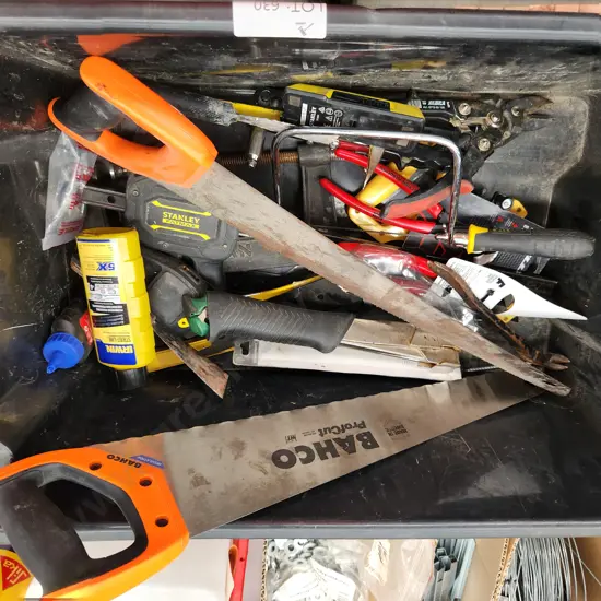 Black Bin of Assorted Tools