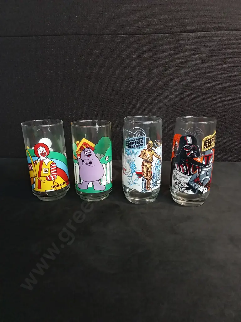 VINTAGE MCDONALDS X 2 AND BURGER KING STAR WARS GLASSES X 2 Image 1++